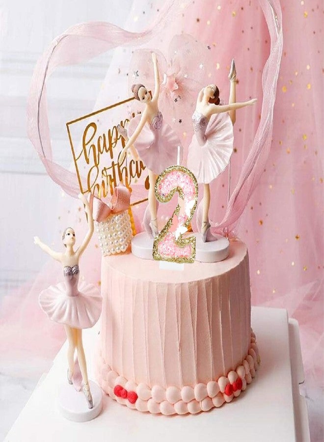 iNINGER Birthday Candle,Butterfly 1st Birthday Party Decorations for Women/Girl,Gold Pink Birthday Number 1 Candle,2.75" Large Glitter Birthday Candles Wedding Cake Topper Anniversary Party Decor - Image 4